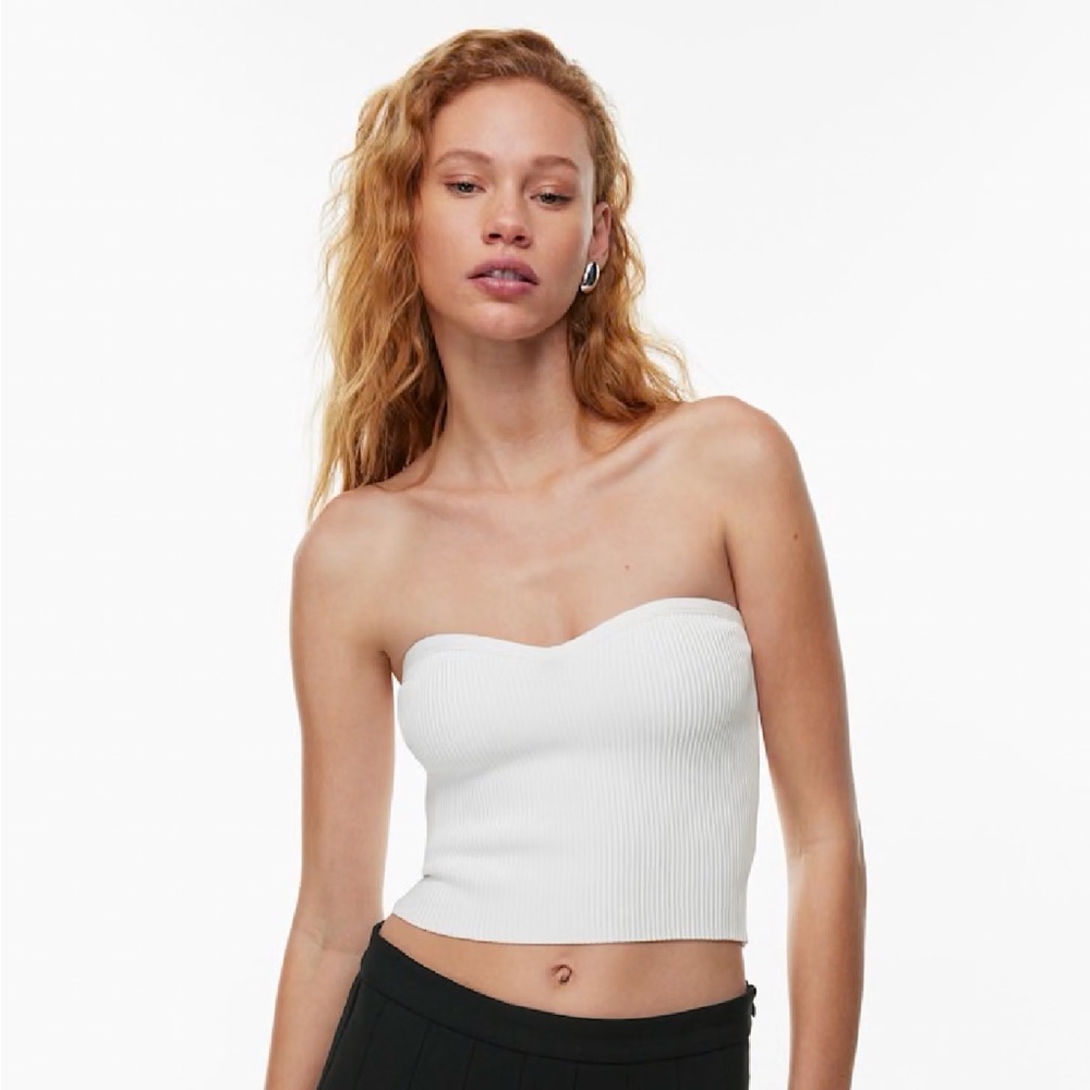 Babaton Sculpt Knit Sweetheart Tube Top - Beige, size XS